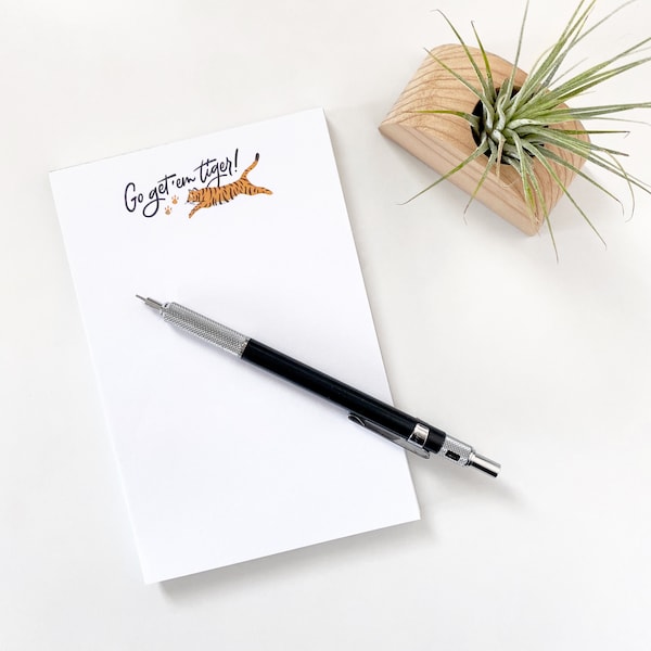 Go Get 'Em Tiger Notepad – Fun Stationery for Student, Cute Stationery for Teacher, Planner Gift for Friend, Tiger Notepad for Organizing