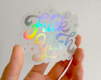 Autocollant holographique en vinyle pour ordinateur portable ou bouteille d'eau, cadeau mignon pour meilleur ami, autocollant holographique de lettrage à la main