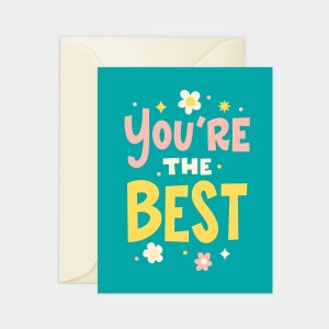 You're the Best Grußkarte, Bunte Karte für die beste Freundin, BFF Grußkarte für Schwester, Grußkarte für Mama, Muttertagskarte