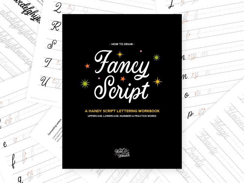 Fancy Script Lettering Workbook DIGITAL DOWNLOAD – hand Lettering Guide ...