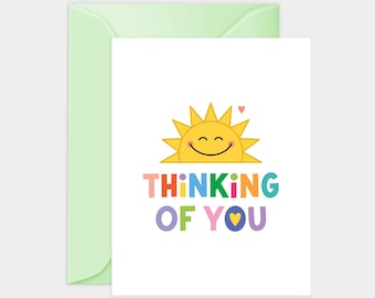 Thinking of You Greeting Card, Hand Lettering Card, Happy Greeting Card, Sunshine Greeting Card, Happy Colorful Hand Lettering Card