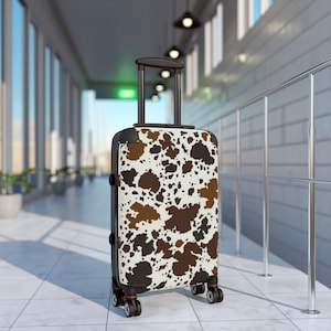 Brownish Cow Print Cabin Suitcase Travel Bag I Carry On Suitcase I Custom Luggage- Gift For Him or Her