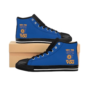 May The BTC Be With You Sneakers, Men&#39;s High-top Sneakers- Gift for Crypto Bitcoin Him Or Her