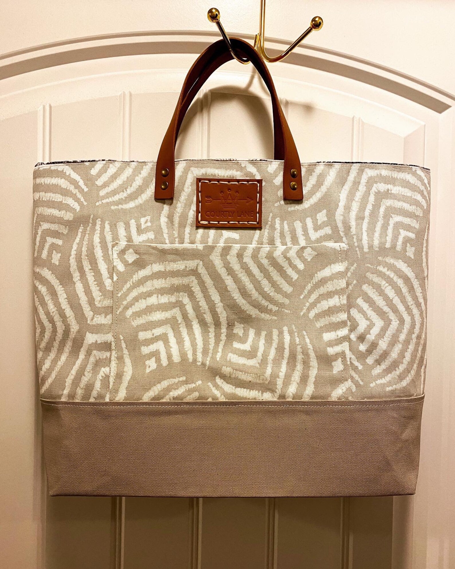 Custom Tote With Leather Straps Tote Bag Handmade Bag Etsy