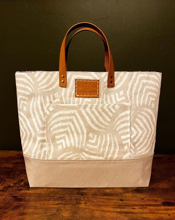 Custom Tote With Leather Straps Tote Bag Handmade Bag Etsy