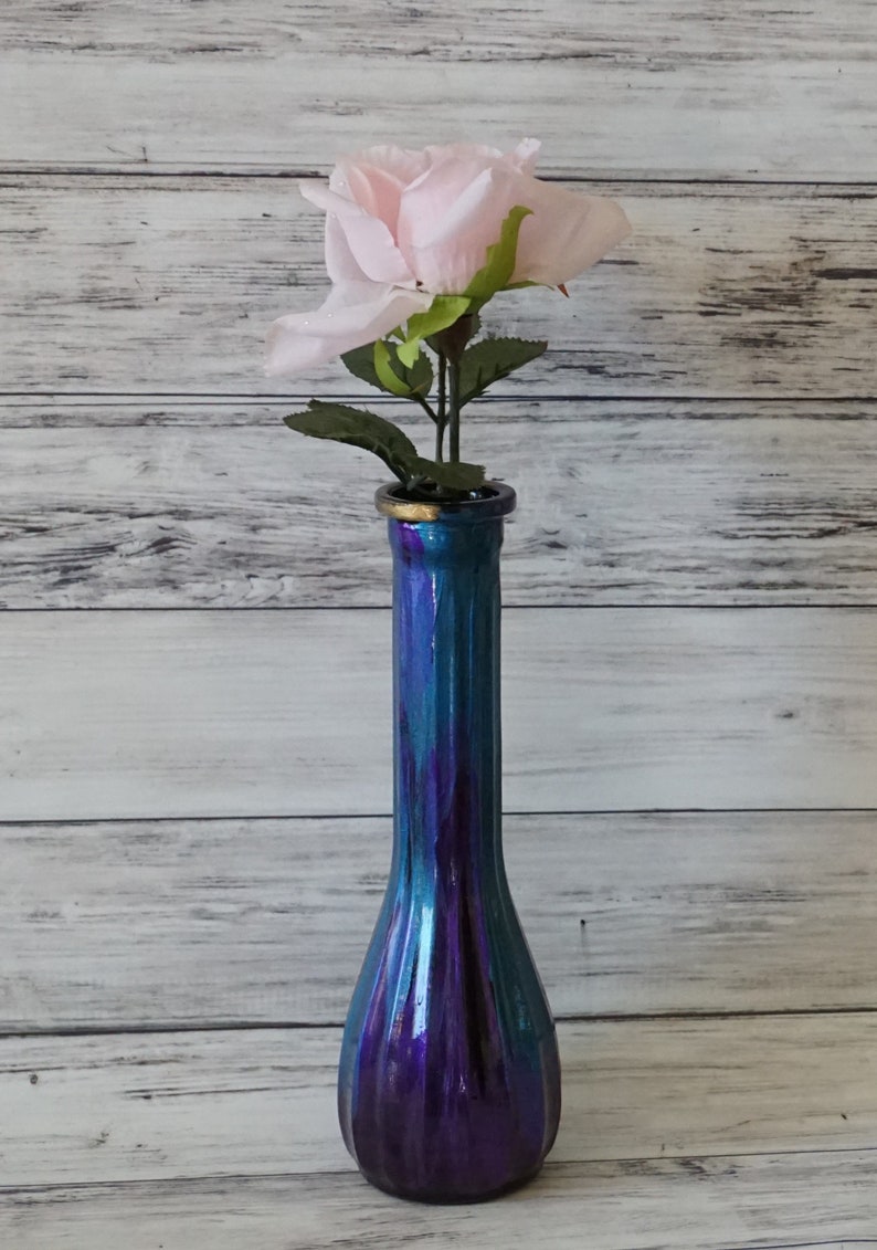 Bud Vase Painted Vase Purple and Blue Shimmering Colors Etsy Italia