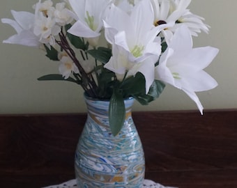 Acrylic Flow Glass and Resin Vase-Shades of Blue Vase