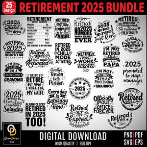 Funny Retirement 2025 SVG Bundle: Grandpa Gifts (Digital Download)