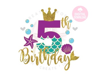Download Mermaid Birthday Svg Etsy