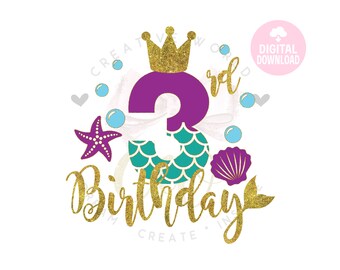 Download Mermaid Birthday Svg Etsy