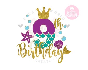Download Mermaid Birthday Svg Etsy