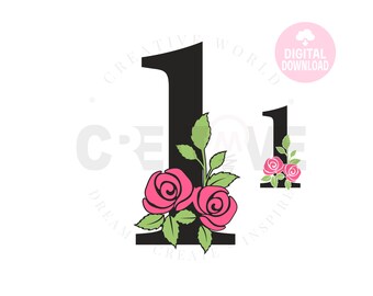 Download Number 1 Floral Svg Etsy