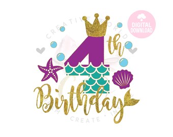 Download Mermaid Birthday Svg Etsy