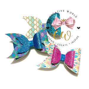 New Mermaid Hair Bow Digital Template | Hair Bow Template | Hair Bow SVG | PDF | DXF | CWC119
