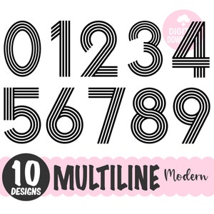 Moderna flerradiga nummer 0-9 svg | Radnummer svg | Moderna nummer svg | Direktnedladdning