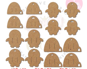 16 Templates ~ Penguin and Igloo Hair Bow Display Template | Hair Bow Display Card SVG | Hair Bow Display Card | BDC024