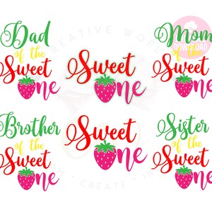 Strawberry Sweet One Cake Topper Svg Strawberry First Etsy