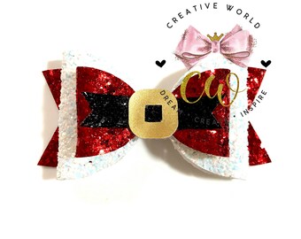 Christmas Santa Hair Bow Digital Template | Santa Hair Bow Template | Hair Bow SVG | PDF | DXF | Instant Download | CWC116