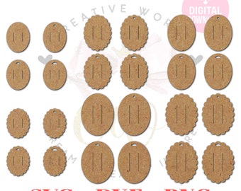 24 Templates ~ Oval Hair Bow Display Card | Scallop Oval Hair Bow Display Template | Hair Bow Display Card SVG | Bow Display Card | BDC017