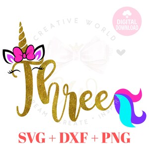 3rd Birthday Unicorn SVG | Unicorn SVG | Unicorn 3rd Birthday SVG | Birthday svg | Three svg | Three | Instant Download