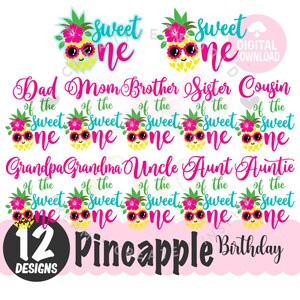 Bundle of 12 ~ Sweet One Pineapple Birthday svg | Pineapple Birthday One svg | Cake Topper svg | Baby 1st Birthday | Instant Download