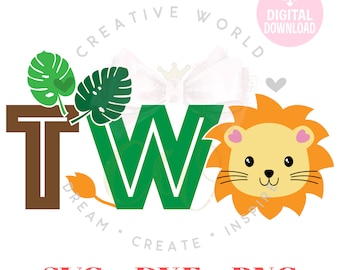 Lion Two svg | Two Svg | Birthday Boy Two svg | Two Birthday svg | Animal svg | Birthday Svg | Farm Birthday svg | Instant Download