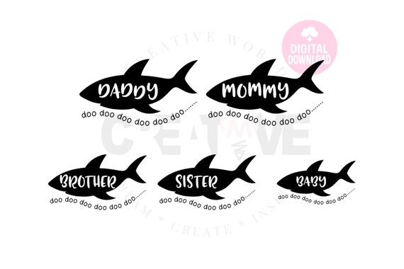 Download Bundle of 5 Family Shark SVG Shark Shark Family SVG | Etsy