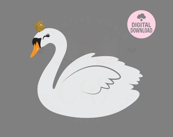 Cute Swan svg | Swan svg | Beautiful Swan svg | Swan | Princess Swan svg | Instant Download