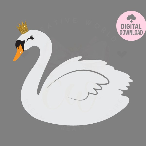 Cute Swan svg | Swan svg | Beautiful Swan svg | Swan | Princess Swan svg | Instant Download