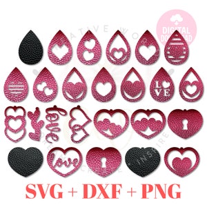 Valentine Love earring svg | Earring svg | Valentine's Day earring svg | Leather Earrings svg | Laser Cut Files | 50 Templates | ET005