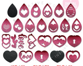 Valentine Love earring svg | Earring svg | Valentine's Day earring svg | Leather Earrings svg | Laser Cut Files | 50 Templates | ET005