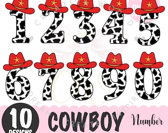 Bundle of 10 Cowboy Number 0-9 svg | Birthday Boy Nine svg | Birthday svg | Cowboy svg | Birthday | Instant Download