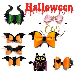 Bundle ~ Halloween Hair Bow Digital Template | Bat Hair Bow Template | Hair Bow SVG | PDF | DXF | Instant Download