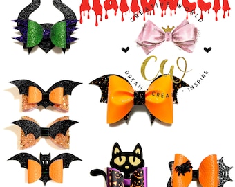 Bundle ~ Halloween Hair Bow Digital Template | Bat Hair Bow Template | Hair Bow SVG | PDF | DXF | Instant Download