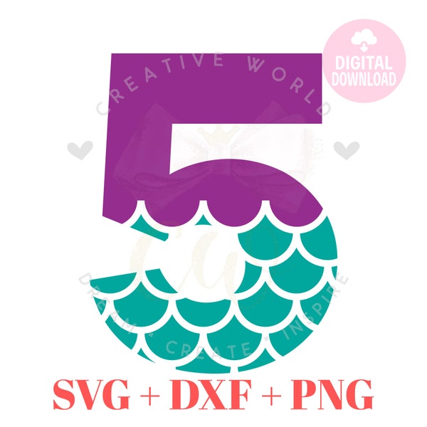 My 5th Birthday Mermaid SVG | Mermaid SVG | Mermaid Birthday SVG | Mermaid Number svg | Birthday svg