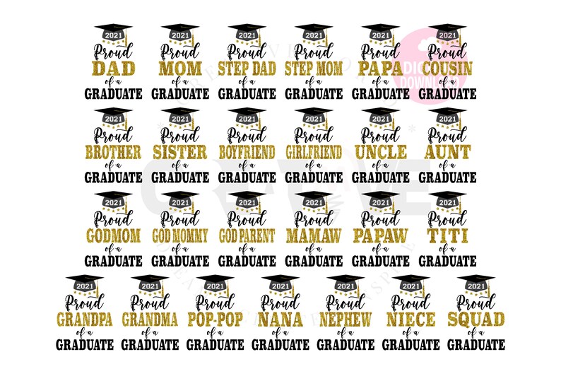 Download Proud of a 2021 Graduate Big Bundle Set of 25 Family ...