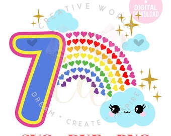 7th Birthday | Rainbow 7th Birthday svg | Rainbow Birthday svg | Birthday Princess | Birthday svg | Instant Download
