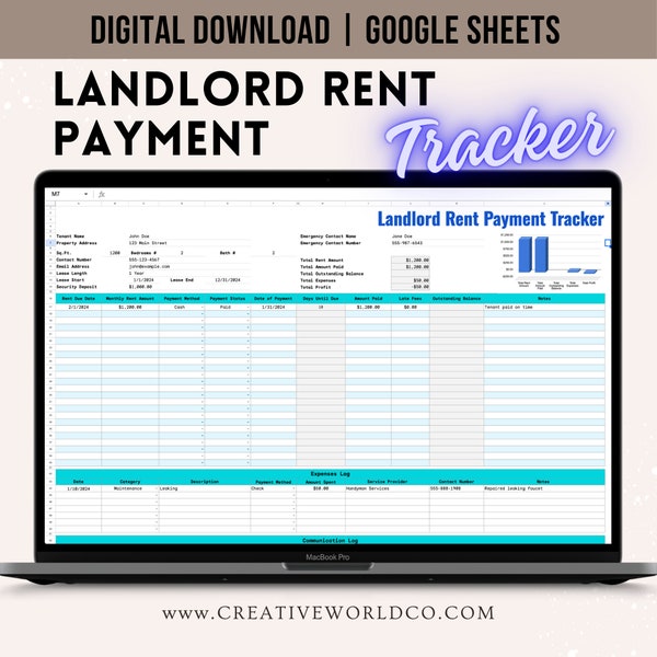 Landlord Rent Payment Tracker | Rent Payment Tracker | Streamline Property Management & Boost Rental | Income Download