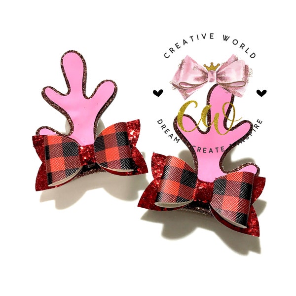 Reindeer Antler Hair Clip Digital Template | Hair Bow Template | Hair Bow SVG | PDF | DXF | CWC105