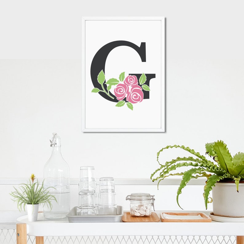 Download Floral Alphabet svg Letter G Rose Monogram svg Flower | Etsy