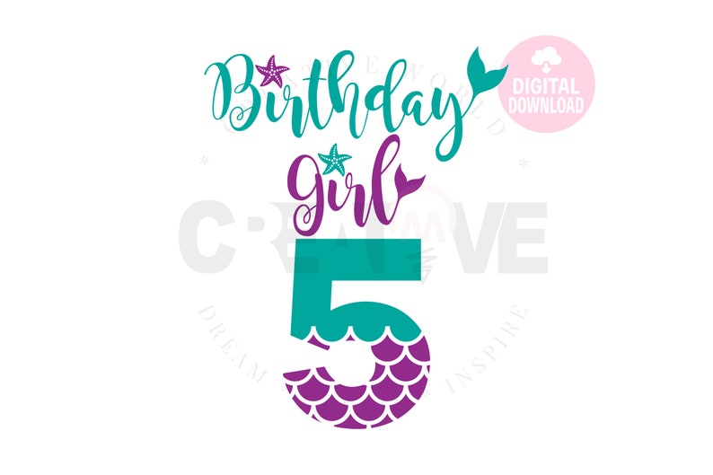 Download My 5th Birthday Mermaid SVG Mermaid SVG Mermaid Birthday ...