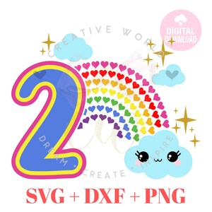 2nd Birthday | Rainbow 2nd Birthday svg | Rainbow Birthday svg | Birthday Princess | Birthday svg | Instant Download