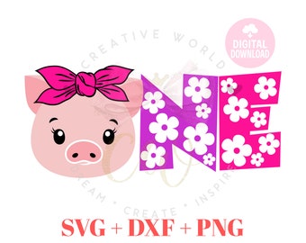 Pig One svg | One Svg | Birthday Girl One svg | Sweet One Birthday svg | Animal svg | Birthday Svg | Farm Birthday svg | Instant Download