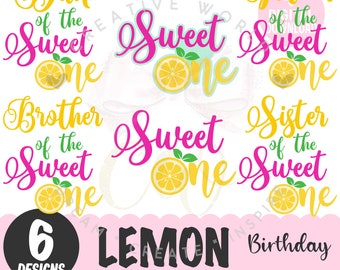 Bundle of 6 ~ Sweet One Lemon Birthday svg | Lemon One svg | 1st Birthday | Cute Girl birthday | Baby 1st Birthday | Instant Download