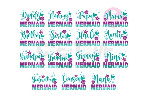 Download Big Bundle 15 Family Mermaid Birthday SVG Bundle Mermaid ...