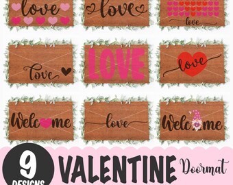 Bundle of 9 Valentine Love doormat svg | Doormat svg | Hello svg | Welcome svg | Front Door svg | Home Decor svg | Instant Download