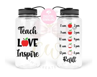 Insegnare Amore Ispirare svg / Insegnante svg / Citazione divertente water tracker svg / Water Tracker svg / Bottiglia d'acqua svg / Allenamento svg / Fitness svg