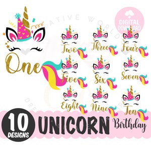 My Birthday Unicorn SVG Bundle | Unicorn SVG | Bundle Unicorn Birthday 1-10  SVG | Unicorn | Birthday svg | Instant Download
