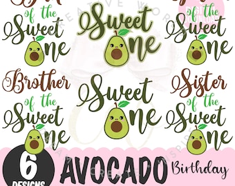 Bundle of 6 ~ Sweet One Avocado Birthday svg | Avocado One svg | 1st Birthday | Cake Topper svg | Baby 1st Birthday | Instant Download