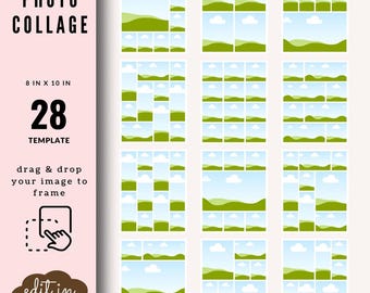 28 Canva Templates for 8 x 10 Photo Collage | Customizable Designs for Memories & Photos | 8 x 10 inch Photo Collage | TP004